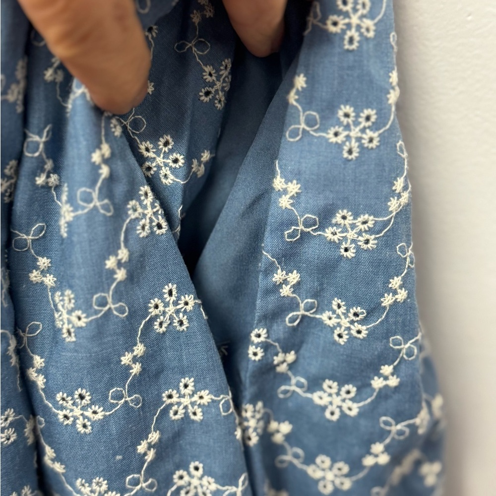 Taylor Blue Size 10 Embroidered Midi Dress Sweetheart Neck Floral coquette U - Picture 7 of 14